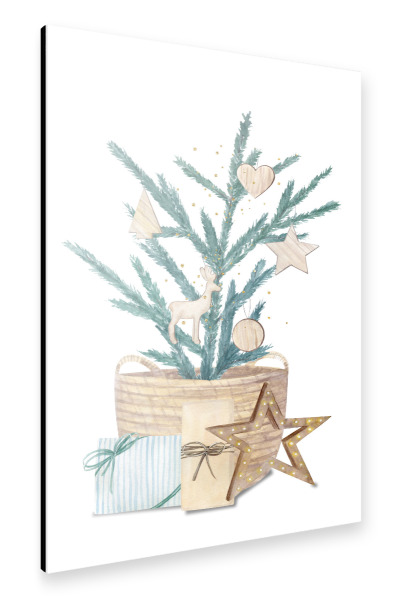 Alu-Dibond "Tannenzweig im Korb" 30x20 cm artboxONE