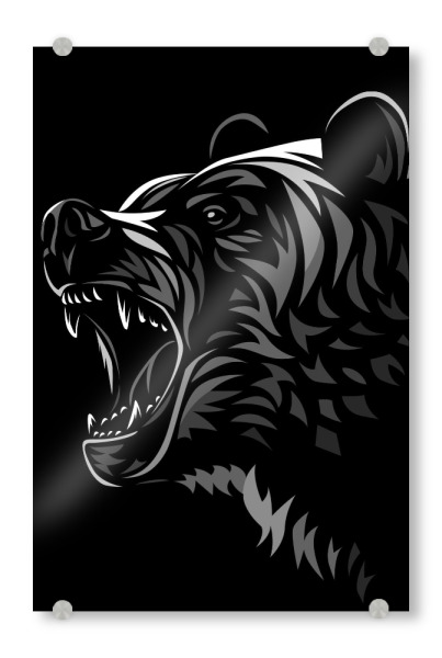 Acrylglasbild "Stammesbär" artboxONE - Tiere - Tribal,Grizzly,Bär,Tier,Raubtier,Bestie,Wild,Tätowierung,Wild