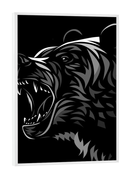 Poster mit weißem Rahmen "Stammesbär" artboxONE - Tiere - Tribal,Grizzly,Bär,Tier,Raubtier,Bestie,Wild,Tätowierung,Wild