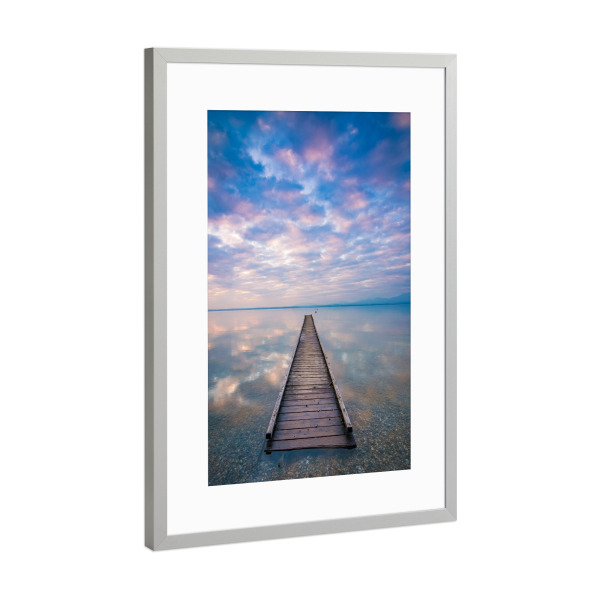 Poster mit Rahmen Silber "Ein Morgen am Chiemsee" artboxONE - Natur,Reise - Chiemgau,Berge,Landschaft,Bayern,Deutschland