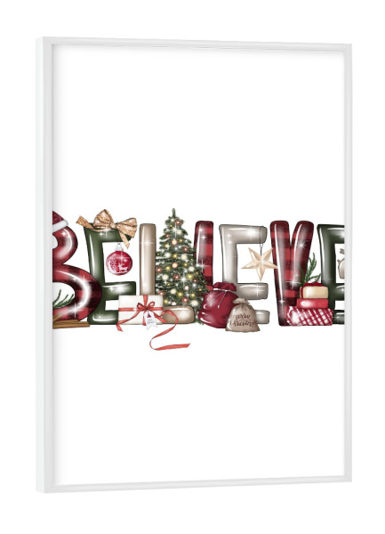 Poster mit weißem Rahmen "Glauben Sie Weihnachten" artboxONE - Weihnachten