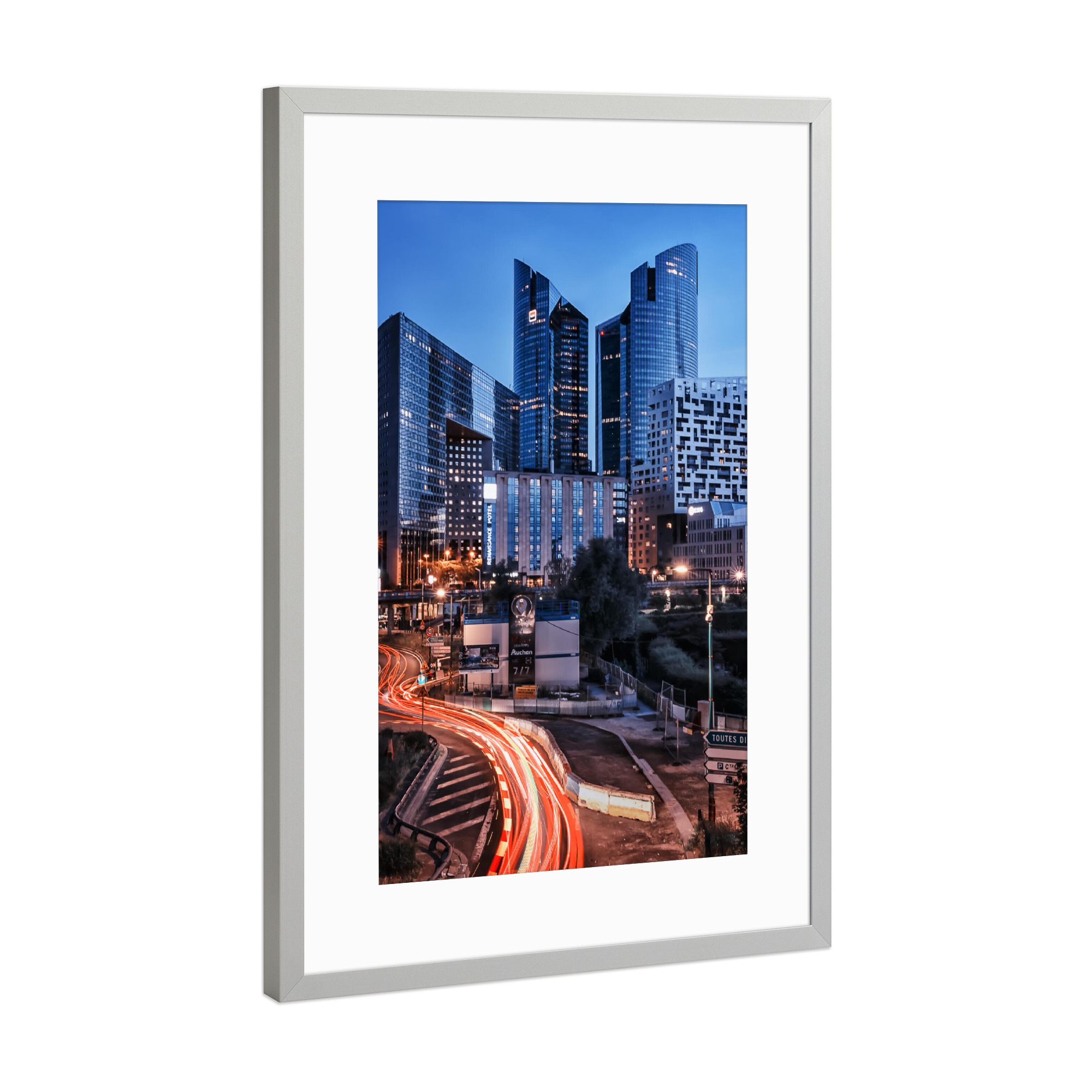 Poster mit Rahmen Silber "Dämmerung in La Defense" artboxONE - Städte,Reise,Architektur,Städte / Paris,Reise / Länder