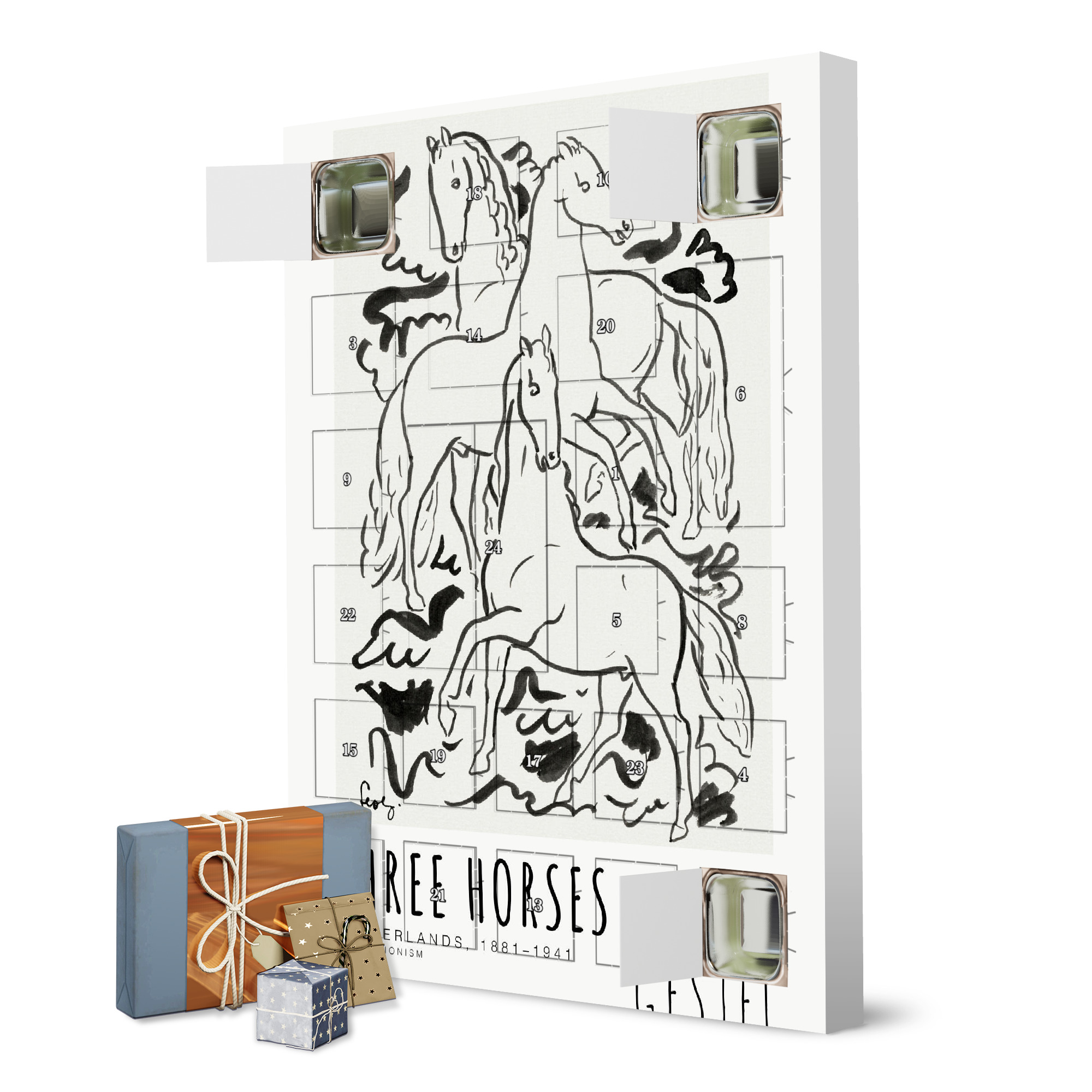 Adventskalender zum Selbstbefüllen Leo Gestel - Drei Pferde artboxONE Adventskalender Typografie