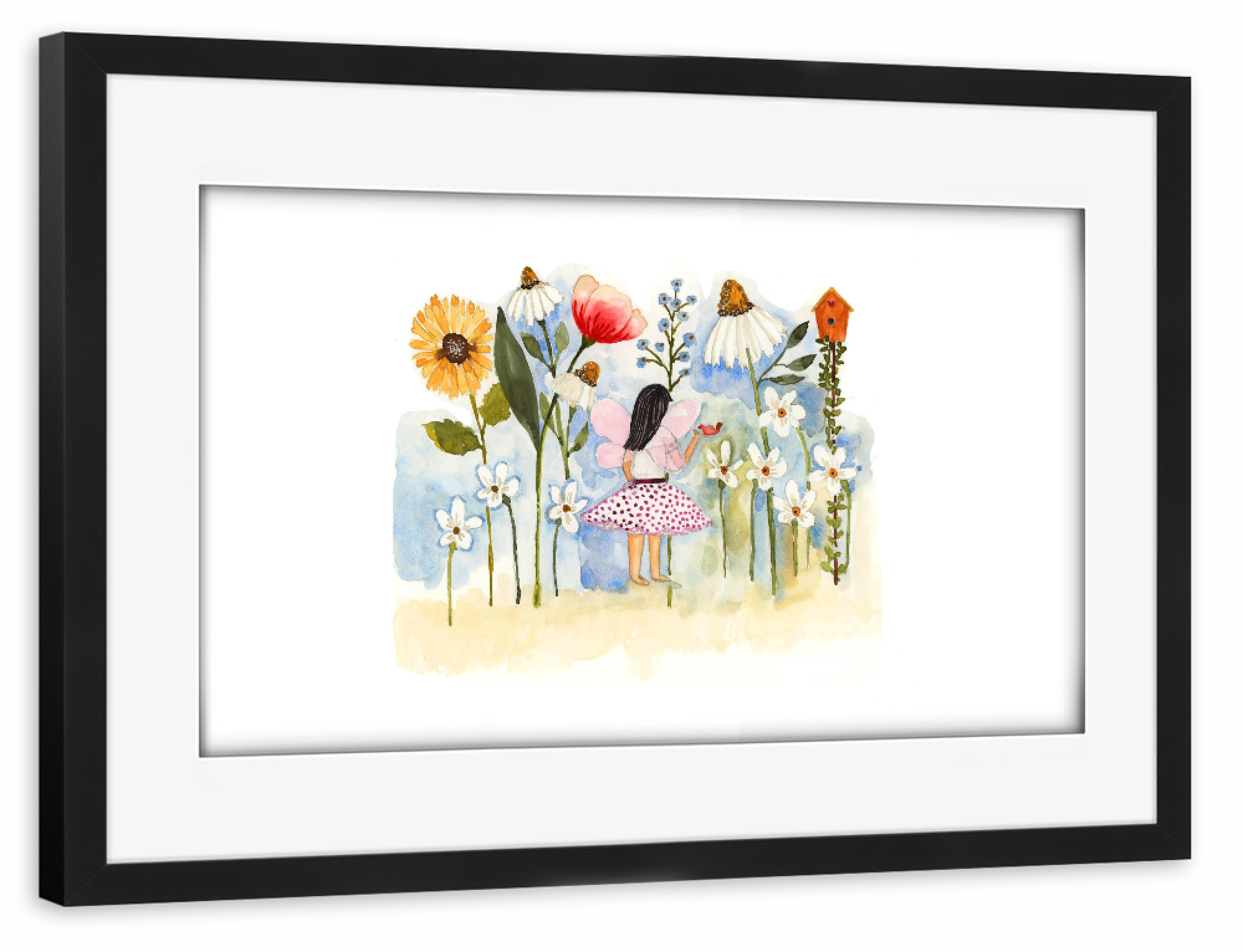 Poster mit Rahmen schwarz "Flower Fairy" artboxONE - Floral,Für Kinder,Für Mama