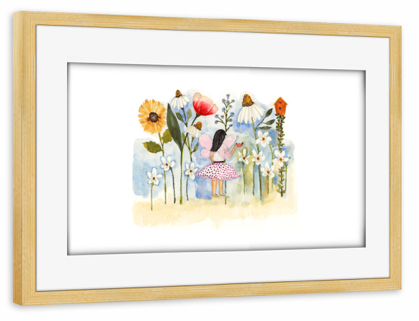 Poster mit Rahmen kiefer "Flower Fairy" artboxONE - Floral,Für Kinder,Für Mama