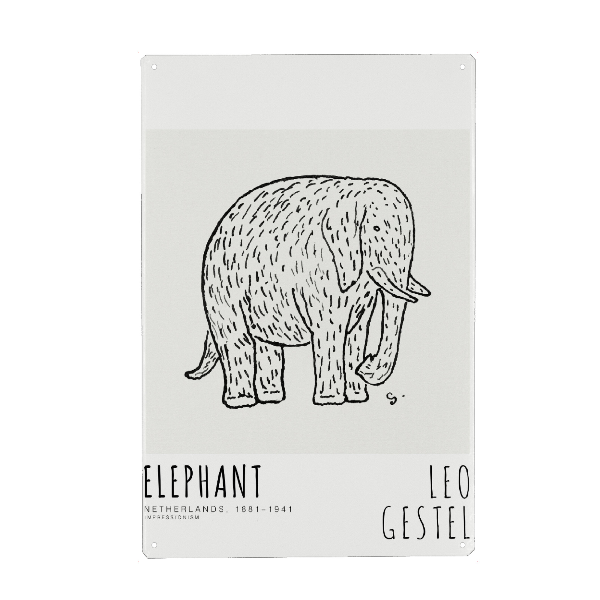 Metall Poster "Leo Gestel - Elefant" artboxONE - Typografie,Tiere