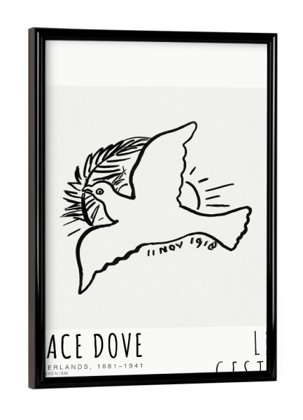 Poster mit schwarzem Rahmen "Leo Gestel - Friedenstaube" artboxONE - Typografie,Tiere