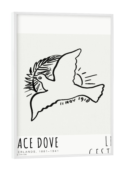 Poster mit weißem Rahmen "Leo Gestel - Friedenstaube" artboxONE - Typografie,Tiere