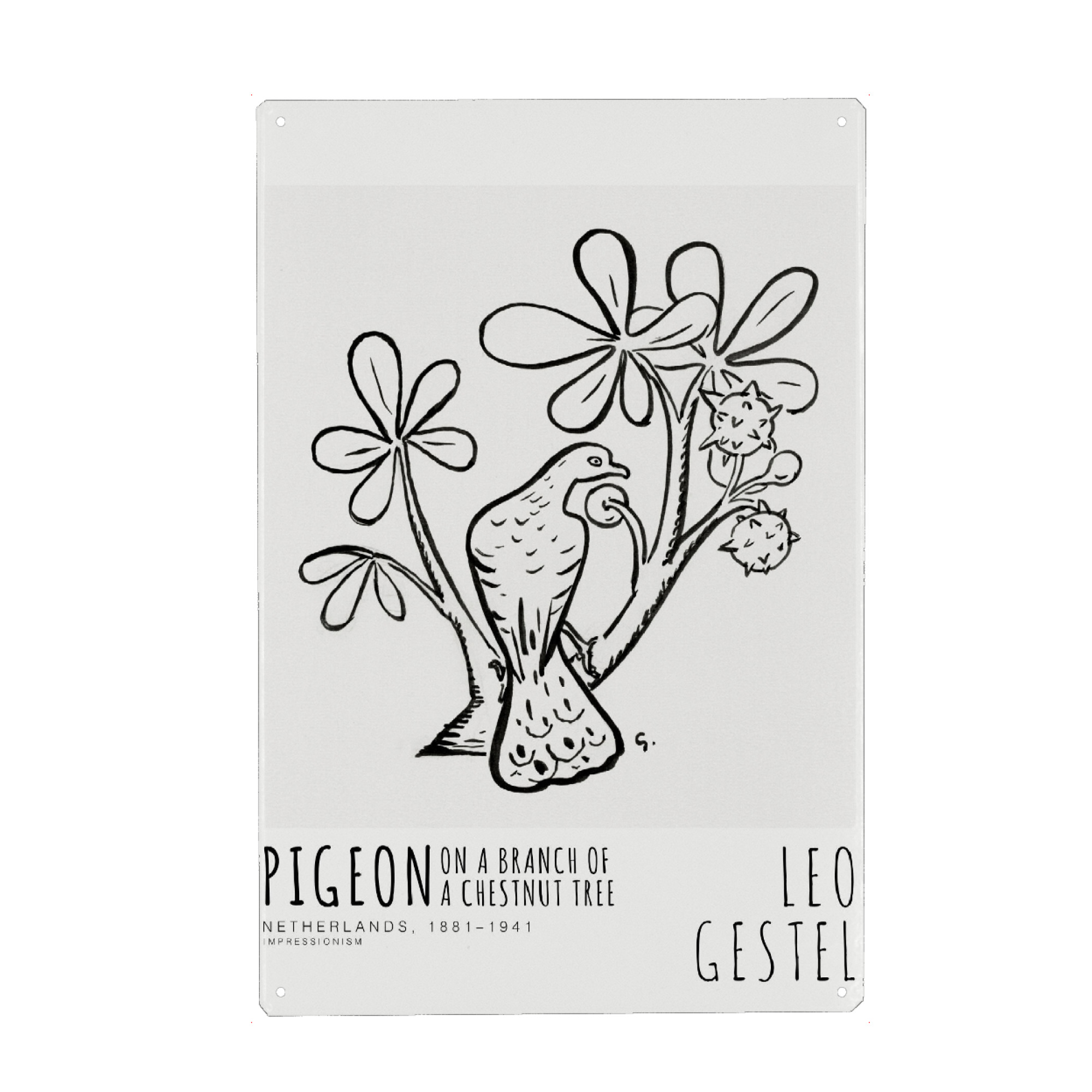 Holzbild "Leo Gestel - Die Taube" artboxONE - Typografie,Tiere