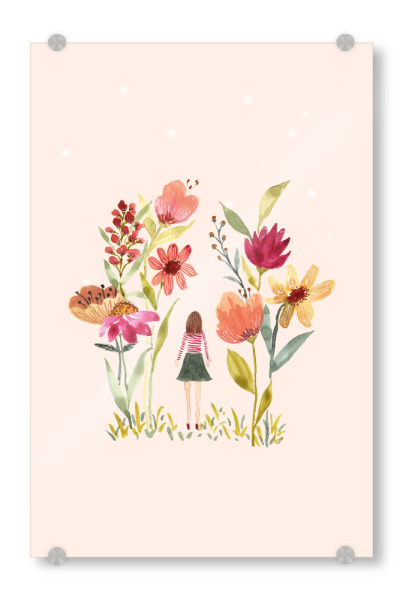 Acrylglasbild "Mädchen unter Blumen" artboxONE - Natur,Floral,Für Kinder,Für Mama