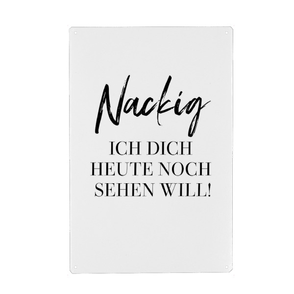 Holzbild "Nackig" artboxONE - Typografie,Menschen,Lustig - Lustig,Typo,Typografie,Schwarzweiß,Minimalismus,Nackig,Nackt,Spruch