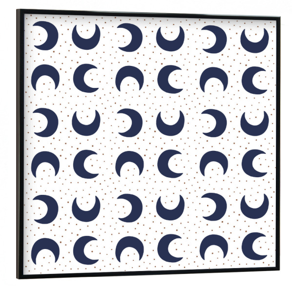 Poster mit schwarzem Rahmen 30x30 cm "Monde mit Punkten" artboxONE - Abstrakt,Galaxy - Mond,Moon,Monde,Punkte,Muster,Eclectic,Boho,Arabisch