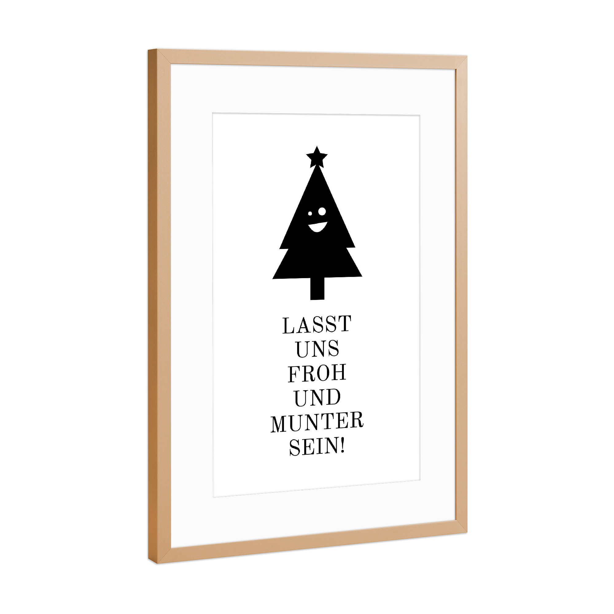 Poster mit Rahmen Kupfer "Froh und munter" artboxONE - Typografie,Weihnachten,Lustig