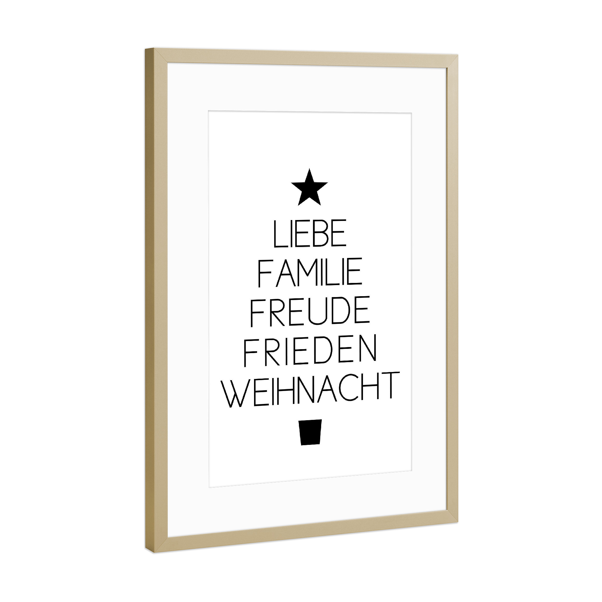 Poster mit Rahmen Gold "Liebe Weihnacht" artboxONE - Typografie,Liebe,Weihnachten