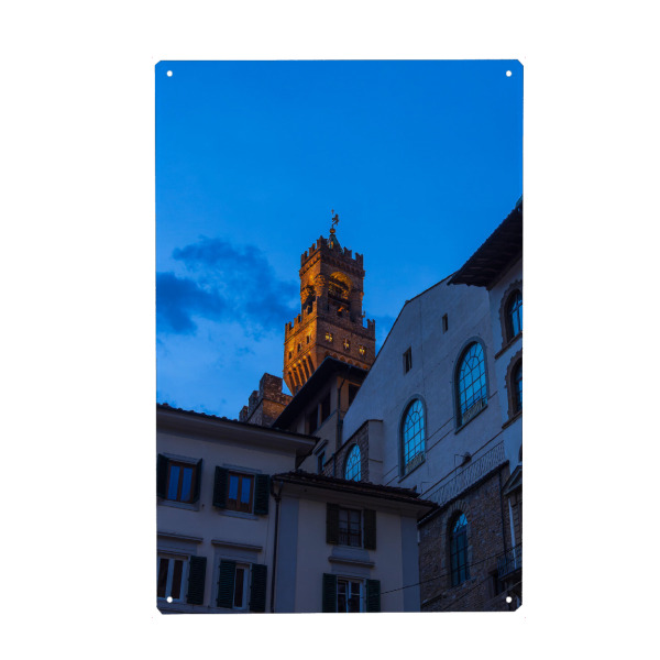 Metall Poster "Turm in Florenz bei Nacht" artboxONE - Reise,Architektur,Reise / Länder,Städte / Weitere