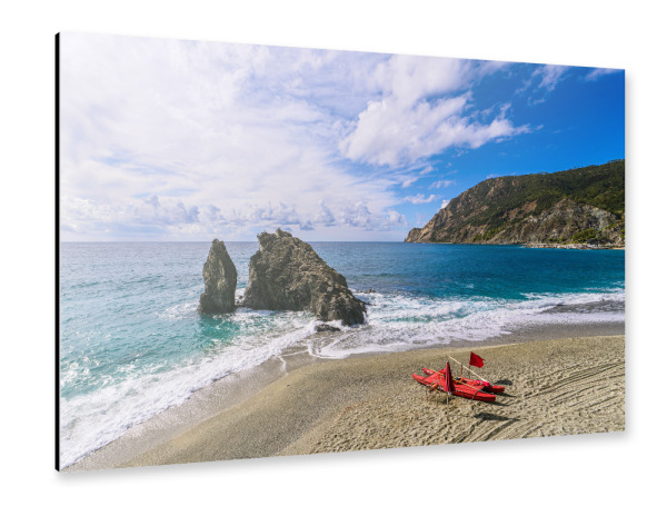 Alu-Dibond "Meer, Boot, Strand, Felsen" 30x20 cm artboxONE