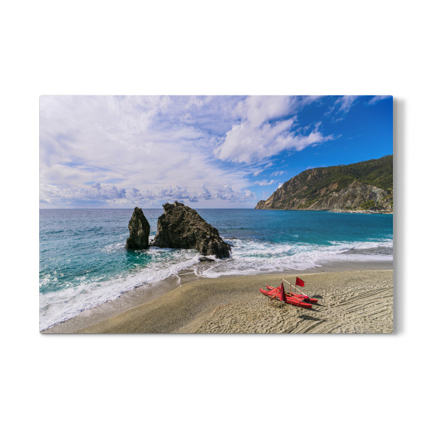 Galerie-Print "Meer, Boot, Strand, Felsen" 30x20 cm artboxONE