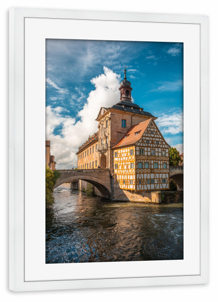 Poster mit Rahmen weiß "Bambergs Altes Rathaus" artboxONE - Städte,Architektur