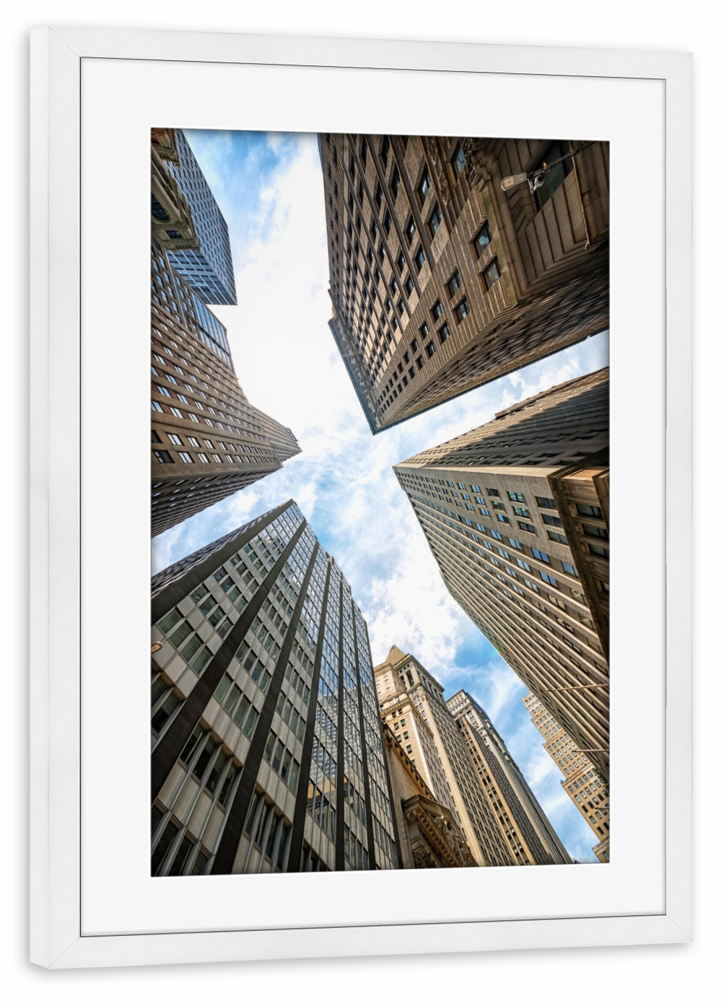 Poster mit Rahmen weiß "New Yorker Wolkenkratzer" artboxONE - Städte,Städte / New York,Reise,Architektur,Reise / Länder