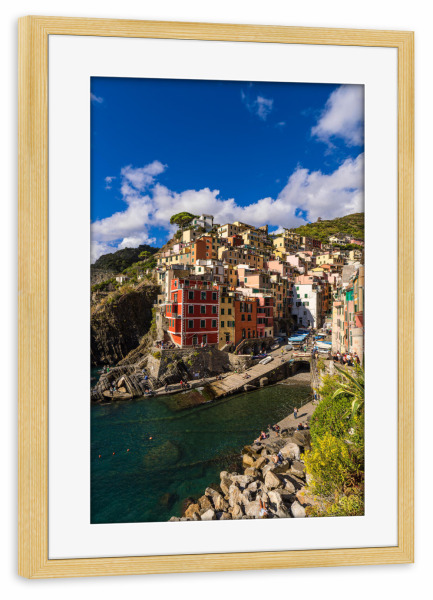 Poster mit Rahmen kiefer "Meer, Dorf, Felsen" artboxONE - Natur,Reise,Architektur,Reise / Strand und Meer,Reise / Länder