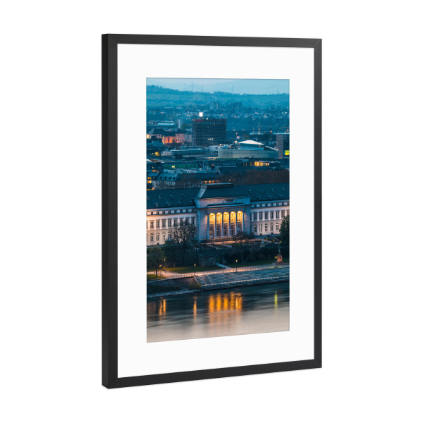 Poster mit Rahmen Schwarz (Metallic) "Kurfürstliches Schloss Koblenz" artboxONE - Städte,Architektur