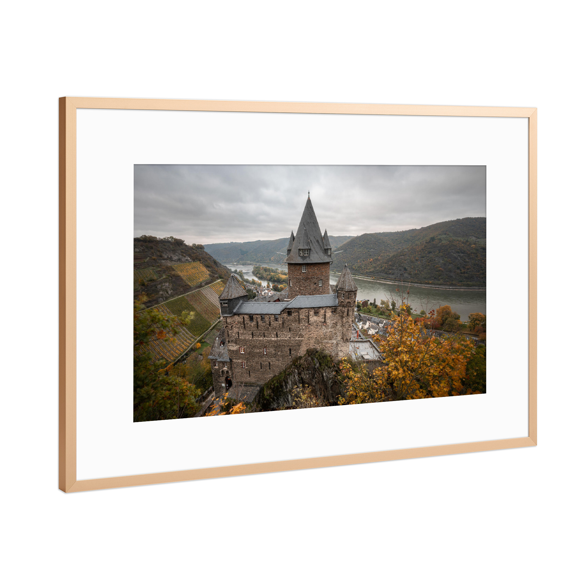 Poster mit Rahmen Kupfer "Burg Stahleck" artboxONE - Natur,Architektur