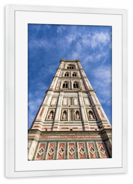 Poster mit Rahmen weiß "Turm und Himmel" artboxONE - Städte,Architektur