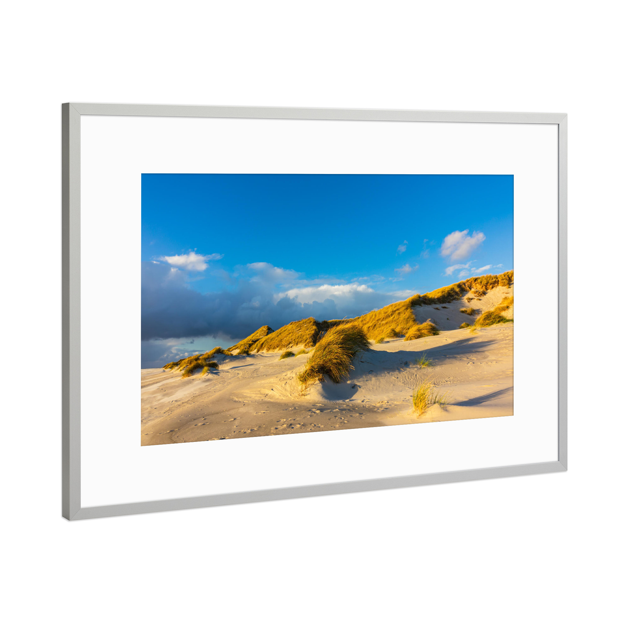 Poster mit Rahmen Silber "Himmel, Dünen, Strand" artboxONE - Natur,Reise,Reise / Strand und Meer