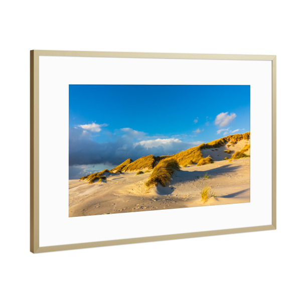 Poster mit Rahmen Gold "Himmel, Dünen, Strand" artboxONE - Natur,Reise,Reise / Strand und Meer