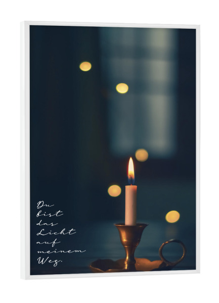 Poster mit weißem Rahmen "Du bist das Licht auf meinem Weg" artboxONE - Typografie,Liebe,Weihnachten