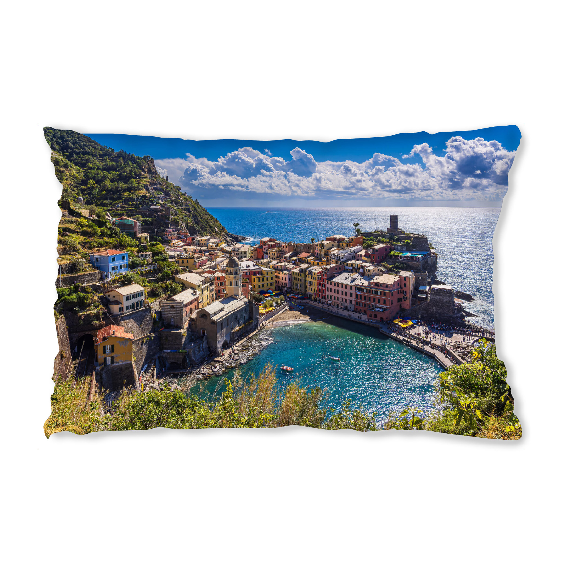 Design-Kissen "Felsen, Dorf, Hafen" artboxONE - Natur,Reise,Architektur,Reise / Strand und Meer,Reise / Länder