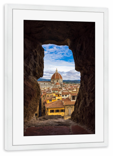 Poster mit Rahmen weiß "Mauer und Dom" artboxONE - Reise,Architektur,Reise / Länder,Städte / Weitere