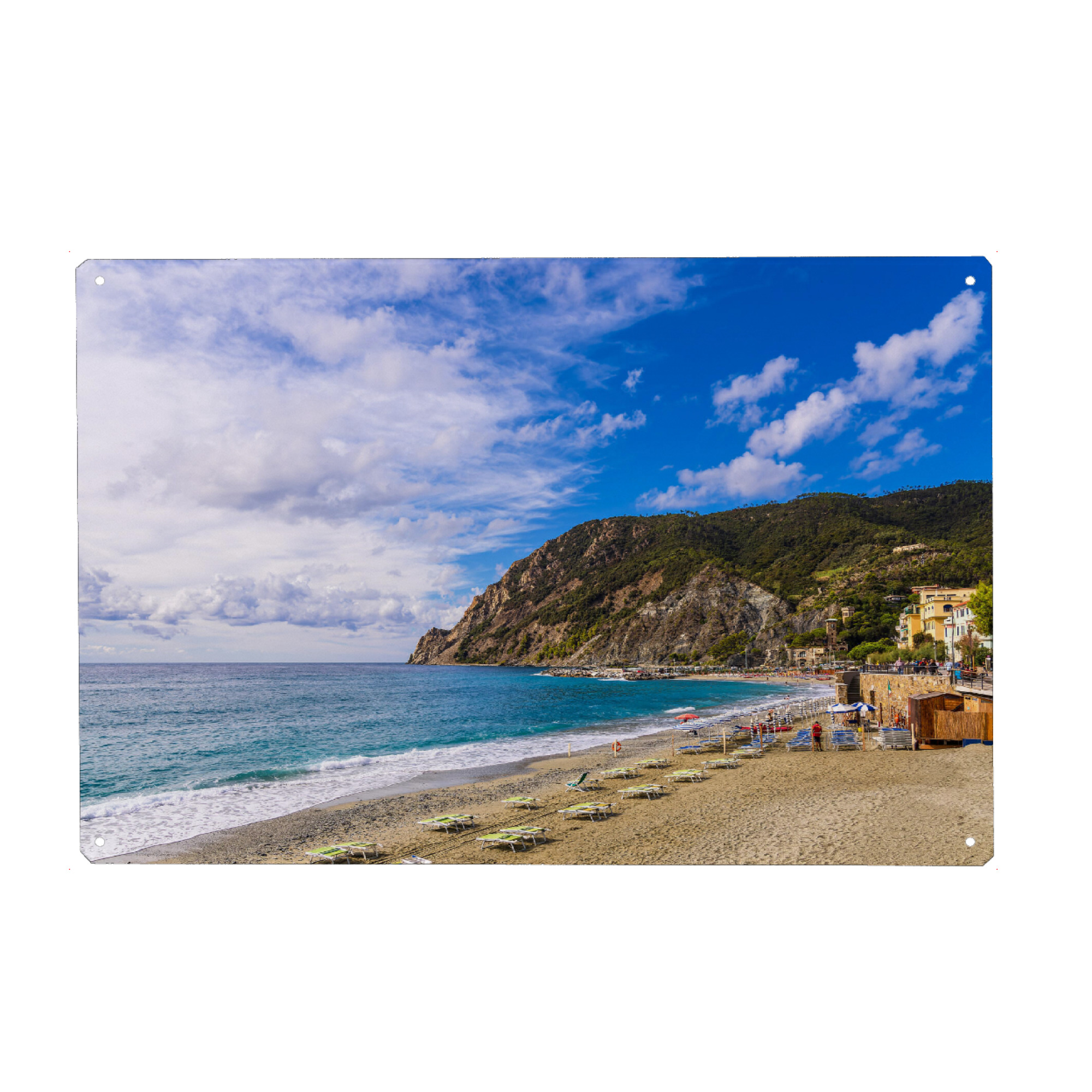 Holzbild "Strand, Mittelmeer, Berg" artboxONE - Natur,Reise,Reise / Strand und Meer,Reise / Länder