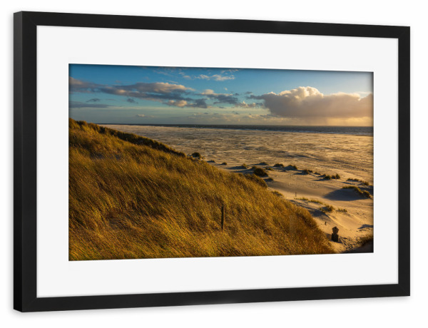 Poster mit Rahmen schwarz "Sonnenuntergang und Strand" artboxONE - Natur,Reise,Reise / Strand und Meer