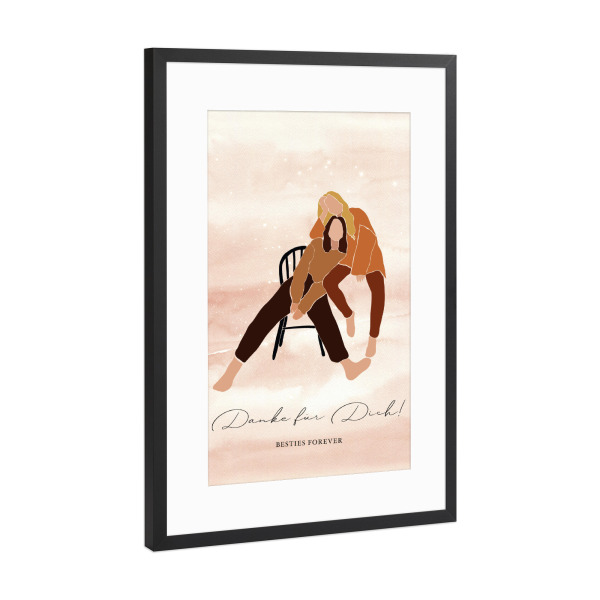 Poster mit Rahmen Schwarz (Metallic) "Danke für Dich - dunkel/blond" artboxONE - Typografie,Abstrakt,Menschen,Liebe