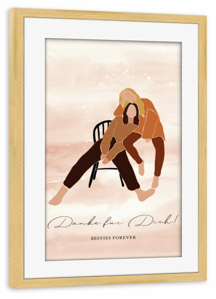 Poster mit Rahmen kiefer "Danke für Dich - dunkel/blond" artboxONE - Typografie,Abstrakt,Menschen,Liebe