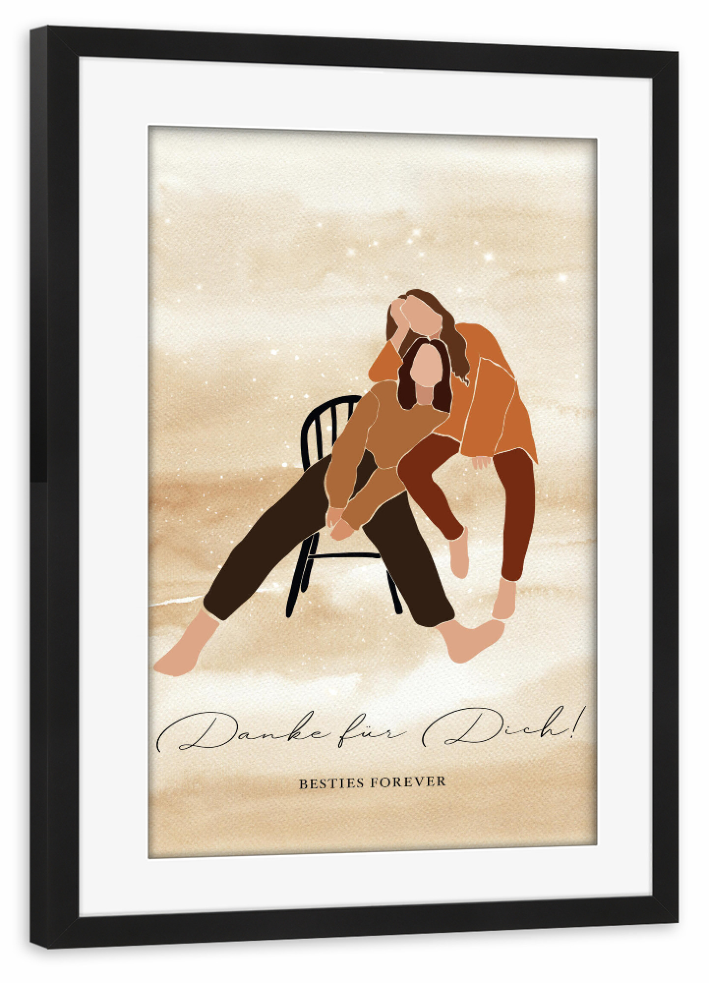 Poster mit Rahmen schwarz "Danke für Dich - Besties dunkel" artboxONE - Typografie,Abstrakt,Menschen,Liebe,Weihnachten