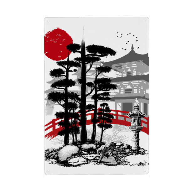 Holzbild "Tempel mit Garten Zen" artboxONE - Städte / Tokio - Tempel,Garten,Zen,Natur,Wald,Wald,Osaka,Kyoto,Tokio,Japan,Japanisch,Bonsai,Vögel,Sonne