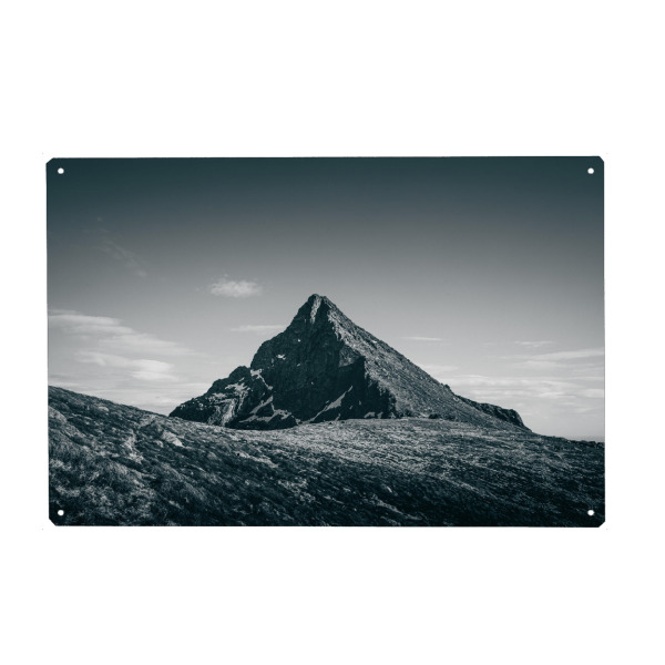 Holzbild "Mountain Monochrome" artboxONE - Natur - Berg,Bergspitze,Gipfel,Bergig,Felsen,Lofoten,Norwegen,Skandinavien,Skottinden