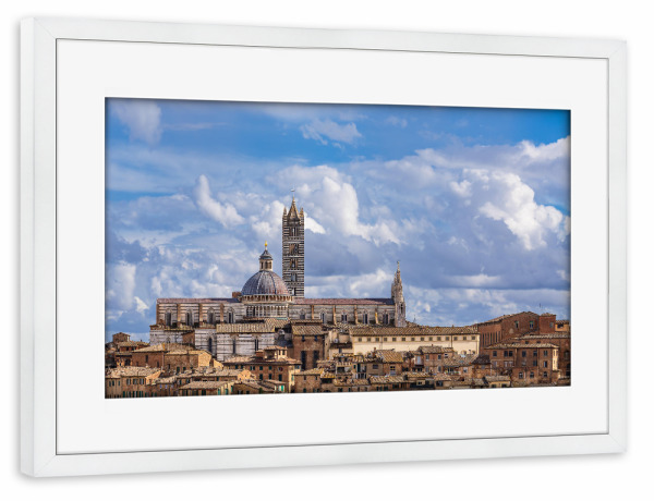 Poster mit Rahmen weiß "Dom, Häuser, Wolken" artboxONE - Reise,Architektur,Reise / Länder,Städte / Weitere