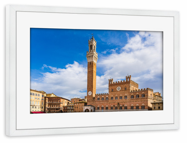 Poster mit Rahmen weiß "Rathaus, Turm und Himmel" artboxONE - Reise,Architektur,Reise / Länder,Städte / Weitere