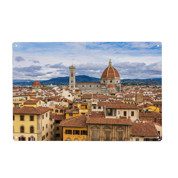 Holzbild "Stadt, Berge und Wolken" artboxONE - Reise,Architektur,Reise / Länder,Städte / Weitere