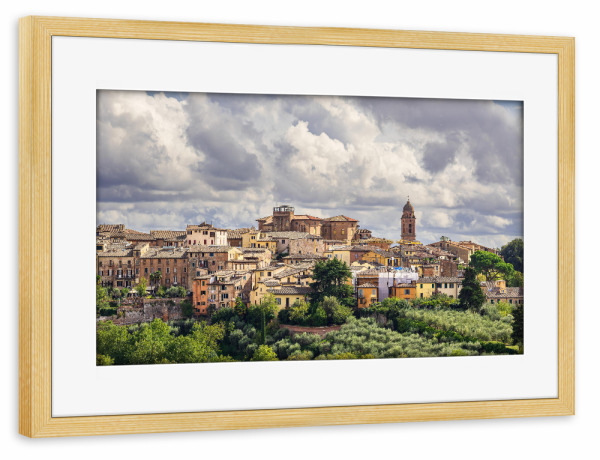 Poster mit Rahmen kiefer "Wolken, Stadt, Bäume" artboxONE - Reise,Architektur,Reise / Länder,Städte / Weitere