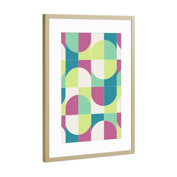 Poster mit Rahmen Gold "Bold Geo Tiles Viertens" artboxONE - Abstrakt,Geometrie