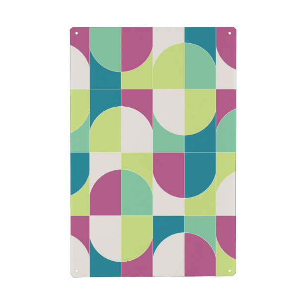 Holzbild "Bold Geo Tiles Viertens" artboxONE - Abstrakt,Geometrie - Fliesen,Wandfliesen,Fliesen,Mitte des jahrhunderts,Geometrisch,Smaragd,Fuchsia