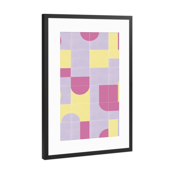 Poster mit Rahmen Schwarz (Metallic) "Achte Retro-Fliesen" artboxONE - Abstrakt,Geometrie