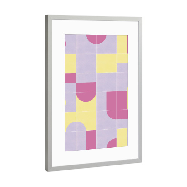 Poster mit Rahmen Silber "Achte Retro-Fliesen" artboxONE - Abstrakt,Geometrie