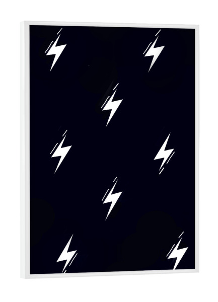 Poster mit weißem Rahmen "Blitz Muster" artboxONE - Abstrakt - Minimalistisch,Blitze,Abstrakt,Schwarzweiß,Blitz,Donner,Muster