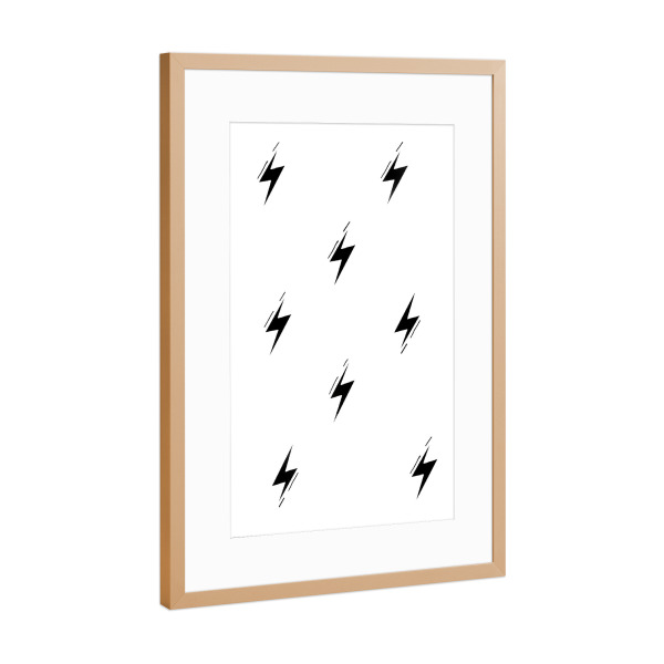 Poster mit Rahmen Kupfer "Blitze Muster" artboxONE - Abstrakt - Schwarzweiß,Blitze,Abstrakt,Minimalistisch,Muster,Blitz,Donner
