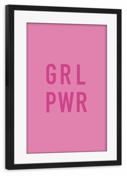 Poster mit Rahmen schwarz "GRL-PWR" artboxONE - Typografie,Menschen